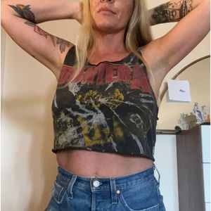 Vintage upcycled Pantera band tee crop top
